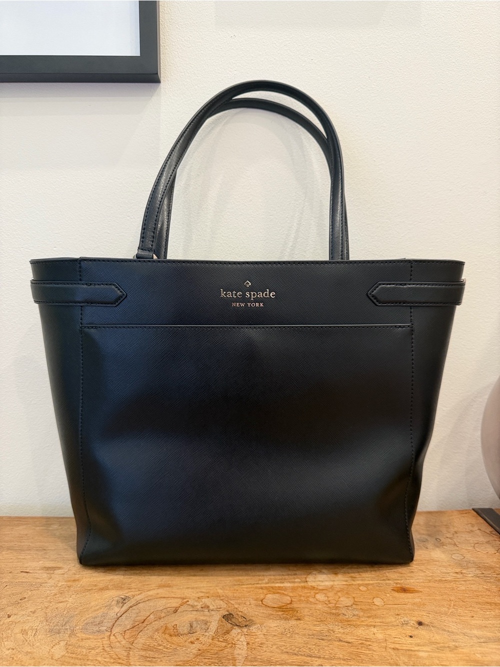 NWT kate spade Black Leather Laptop Tote